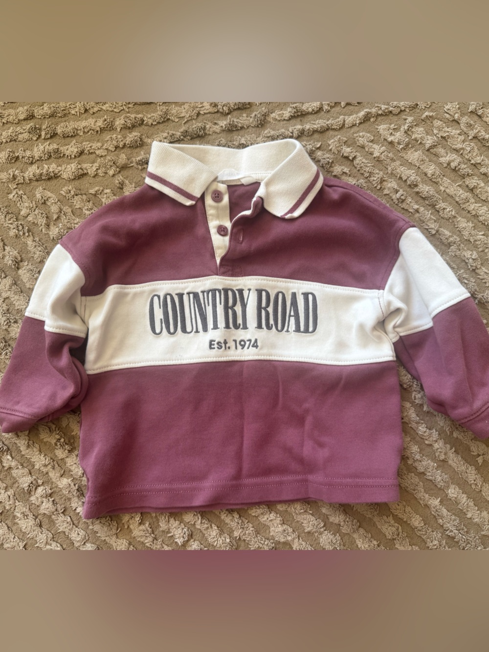 Country Road Baby Maroon and Cream Rugby Top
